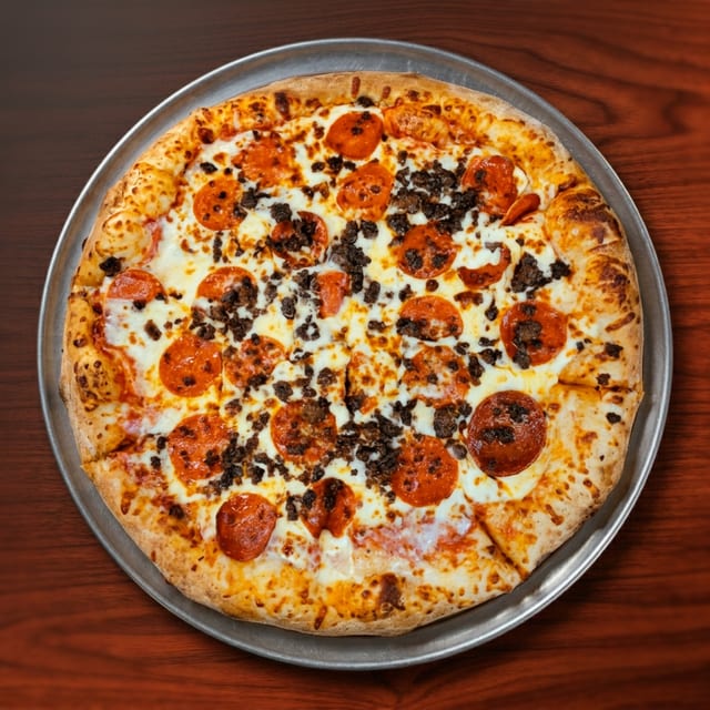 One Large Pizza with Two Toppings & Eight Wings.